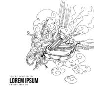 Sketch style wedding invitation elements N2