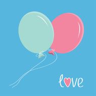 Two flying balloons Love card