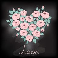 Cute vintage roses arranged in a heart shape N8