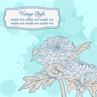 Vintage floral card with chrysanthemum N3