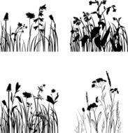 Silhouettes of flowers and grass N28