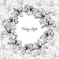 vintage floral frame with lilies N4