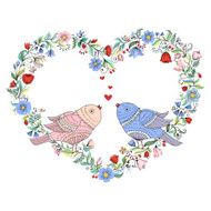 Flower heart and birds