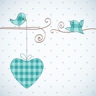 Card design with heart and birds N2
