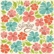 Floral background spring lettering greeting card N2