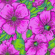 Violet poppy flowers - seamless pattern