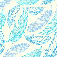 Seamless pattern with outline decorative feathers N4