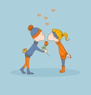 Boy and girl first kiss Valentines day N2