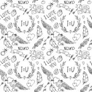 Love - black vector seamless pattern