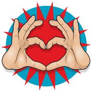 Vintage Pop Art Hand Heart Sign