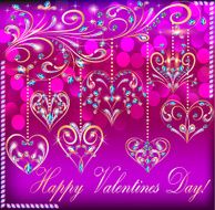 postcard on Valentine&#039;s day with the heart of a suspended N2
