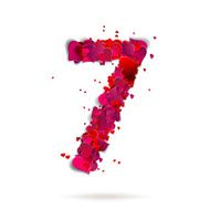 Number seven 7 made from red hearts Love alphabet