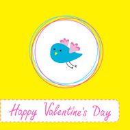 Congratulations card with cute blue bird Happy Valentines Day