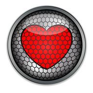 Silver button with red heart vector