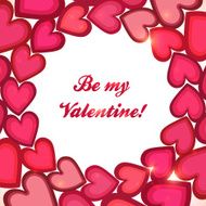 Pink hearts circle vector Valentines day card