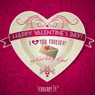 red valentines day greeting card with heart and flower