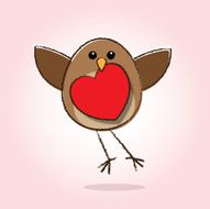 Flying Robin Holding a Heart N2