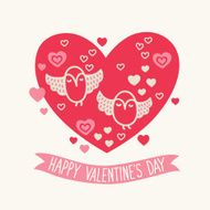 Valentine greeting card with owls