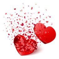 Heart gift present with fly hearts Valentine's day N6