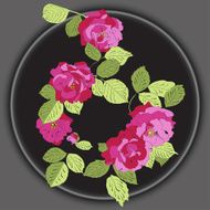 Branch with flowers and leaves roses