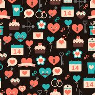 Seamless pattern for Valentine&#039;s day on dark background