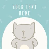 Cute card with pretty cartoon cat