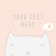 Cute card template with funny cat N2