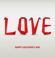 Valentine card with folded red paper love