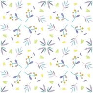 Floral seamless pattern with leaves berries and flowers in vector N7