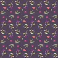 Floral seamless pattern with leaves berries and flowers in vector N12