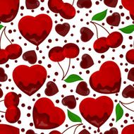 hearts and cherry in chocolate seamless pattern N2