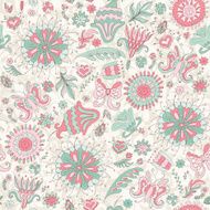 Seamless pink summer pattern with flowers