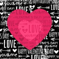 black Valentines day greeting card with red heart
