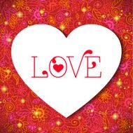 Romantic background with floral ornament and hearts N3