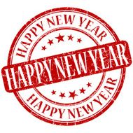 Happy new year grunge red round stamp