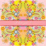 Valentine&#039;s Day floral flowers greeting card with banner