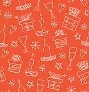 Christmas seamless pattern with gifts candles goblets N3