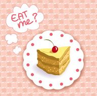 piece of cake on a plaid background