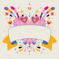heart with blank ribbon note book paper vector illustration