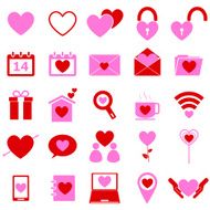 Love color icons on white background