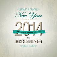Happy new year 2014 card - ornamental theme design N3