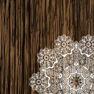Napkin lace corner on a wooden table N2