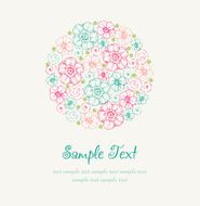 Summer illustration with colorful stylized flowers