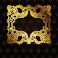 Gold Frame On Brown Ornate Background