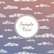 Background with ornamental curly clouds and round text frame
