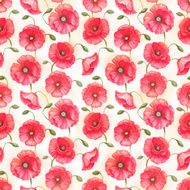 Watercolor poppy flowers