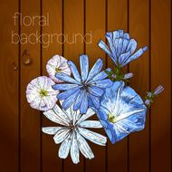 Beautiful flowers on a wooden texture N9