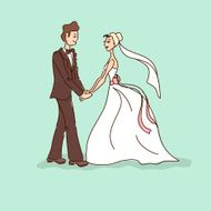 Wedding card with bride and groom N4