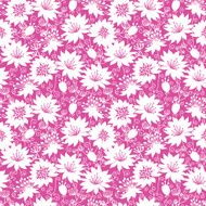 Pink and white floral silhouettes seamless pattern background
