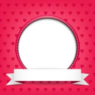 White circle and ribbon on red background N2